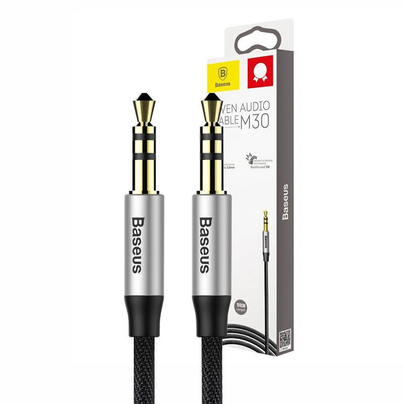 Kabllo audio Baseus Yiven M30, Jack 3.5mm në 3.5mm, 1.5m, e zezë