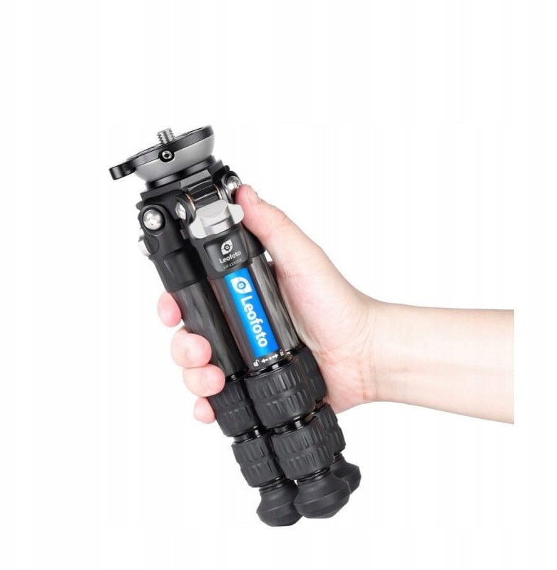 Tripod karboni Leofoto LS-223CEX Ranger, bazë niveluese, kompakt, i zi