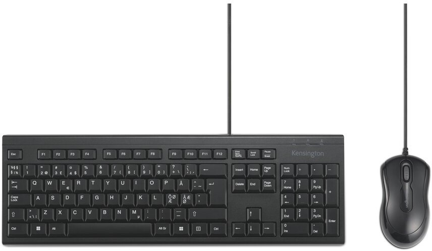 Set tastierë dhe mi Kensington KM100 EQ, me kabllo, madhësi standarde, i zi