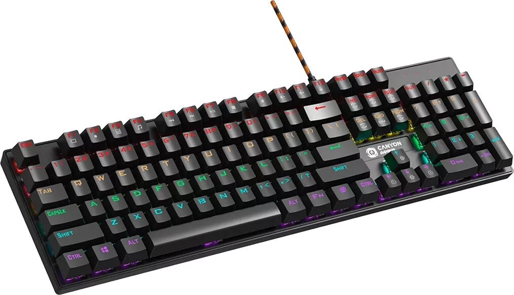 Tastierë gaming Canyon Deimos GK 4, me kabllo, LED Rainbow, e zezë
