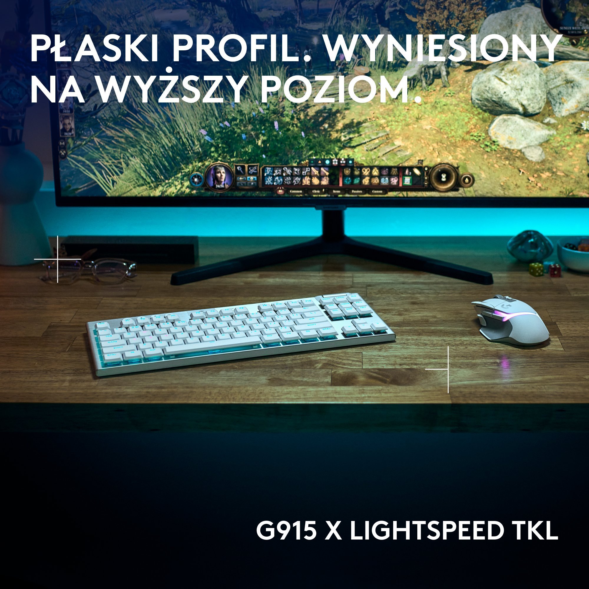 Tastierë gaming Logitech G915 X TKL Wireless, mekanike, RGB, e bardhë