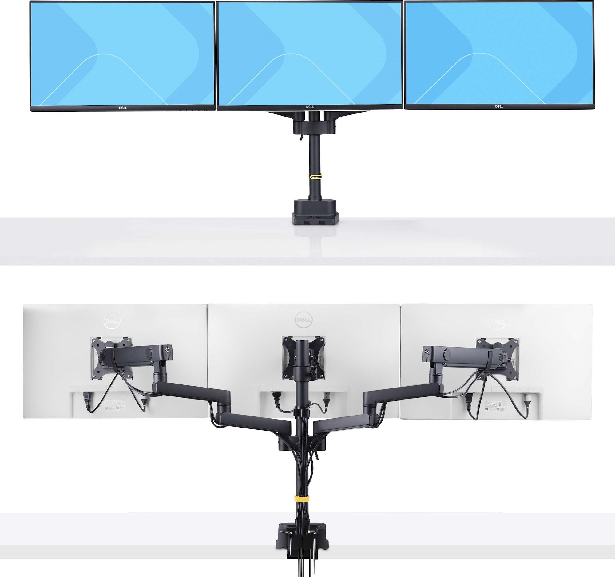 Mbajtëse tavoline për 3 monitorë StarTech Triple Monitor Desk Mount, deri 27", VESA 75x75 100x100, e zezë