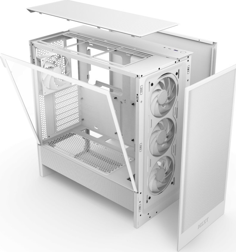 Kуќиште за компјутер NZXT H5 Flow RGB, Mid Tower, калено стакло, бела боја