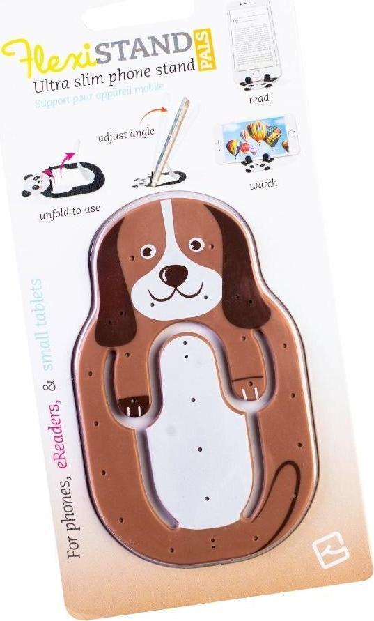 Mbajtëse telefoni Thinking Gifts Flexistand, për smartphone dhe tablet të vegjël, model Dog, shumë e hollë