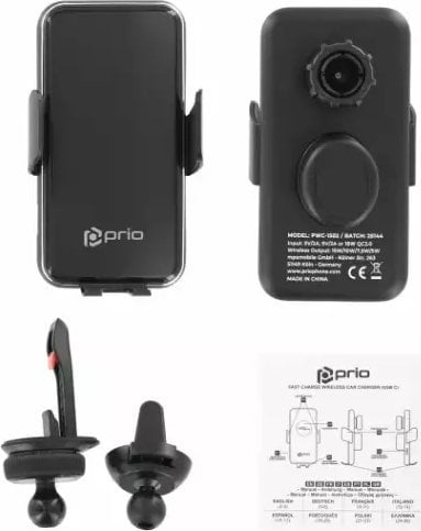 Полнач за автомобил без кабли Prio Fast Wireless Car Charger, 15W, USB C, црн