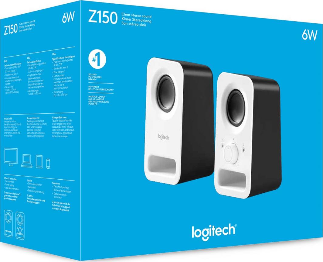 Altoparlantët Logitech Z150, 2.0, 3W RMS, të bardhë