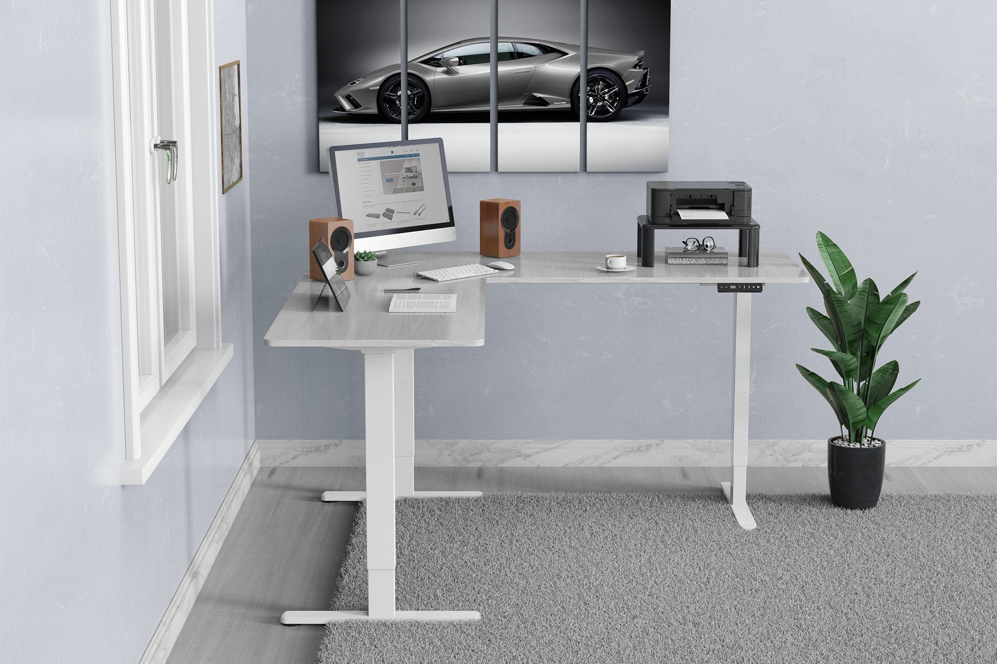 Kornizë tavoline ergonomike Digitus, formë L 90°, elektrike, e bardhë