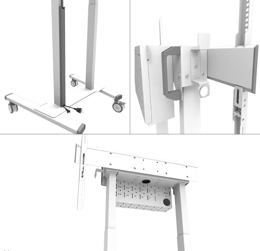 Stativ TV me rrota Neomounts FL55-875WH1, motorik, 55-100", i bardhë