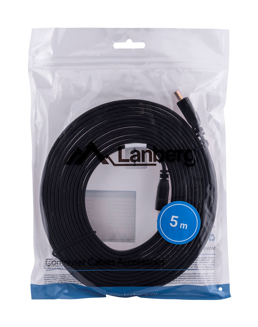 Kabllo HDMI Lanberg CA-HDMI-21CU-0050-BK, 5m, 4K, i zi