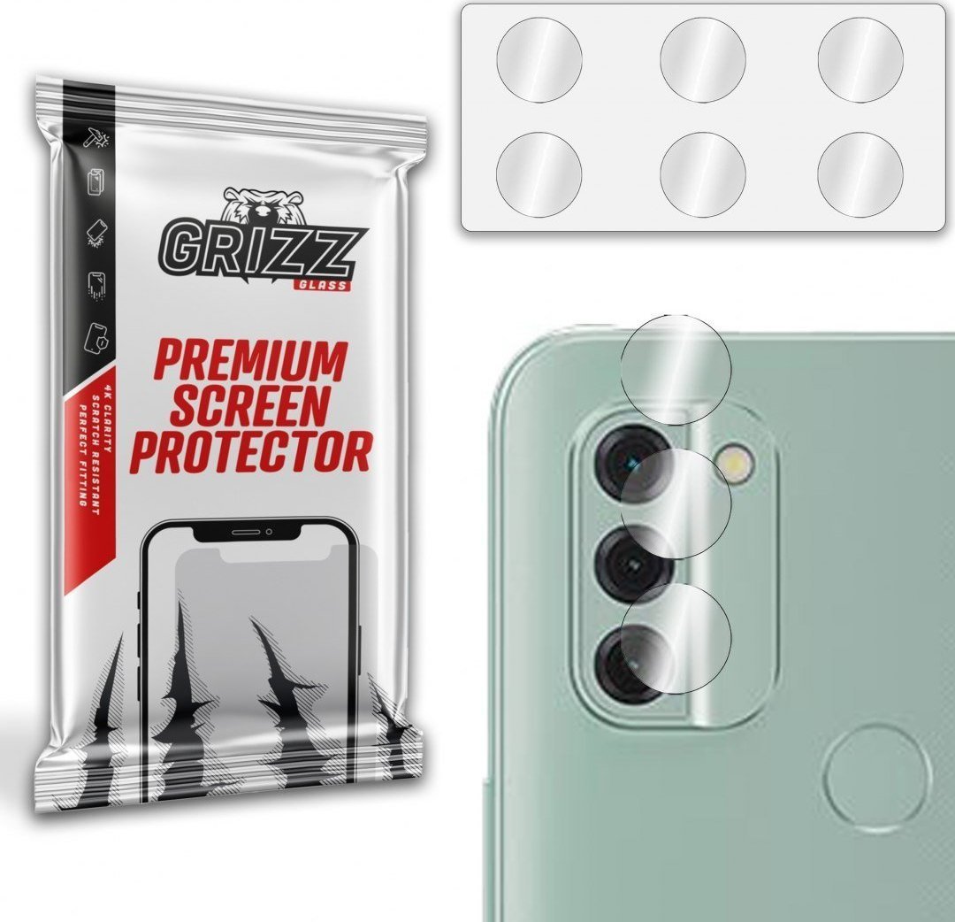 Mbrojtës kamerë GrizzGlass për Nokia C31, xham hibrid, 2 copë, transparent