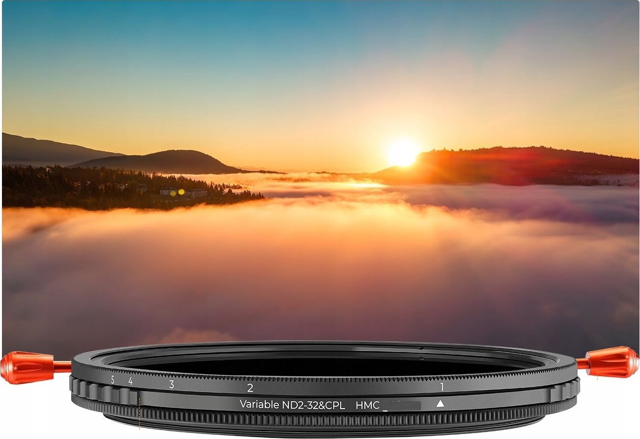 Фотографски филтер K&amp;F Concept 2 во 1 CPL Variable ND2 ND32 52mm, 18 слоја, сина