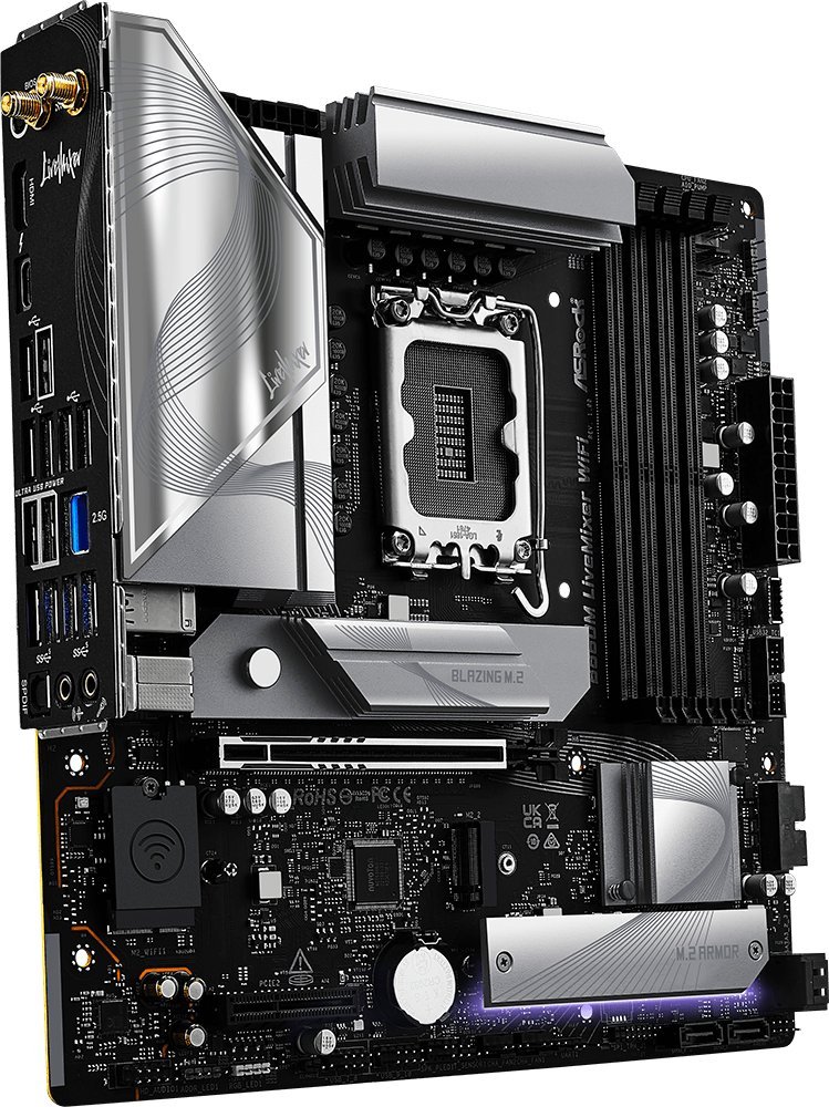 Pлоча Asrock B860M LiveMixer WiFi, Intel B860, DDR5, Micro ATX