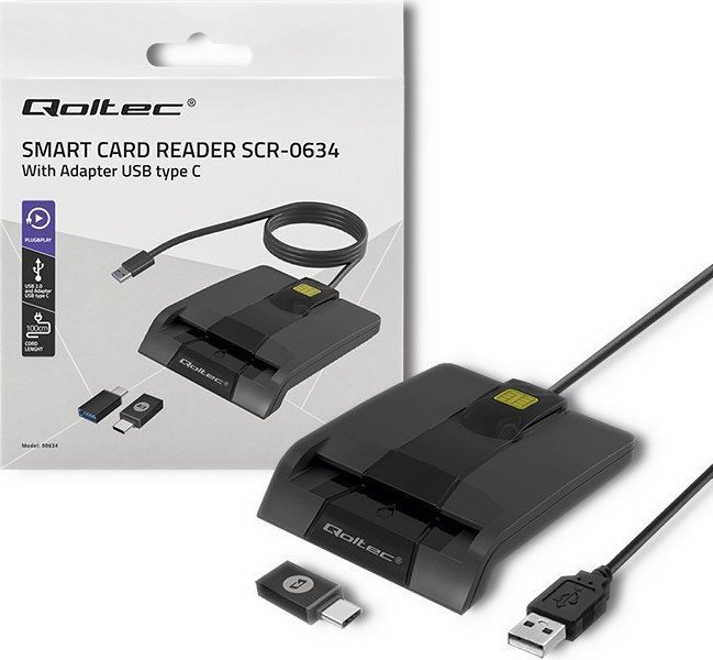 Lexues kartelash Qoltec SCR-0634, USB Type C dhe USB, i zi