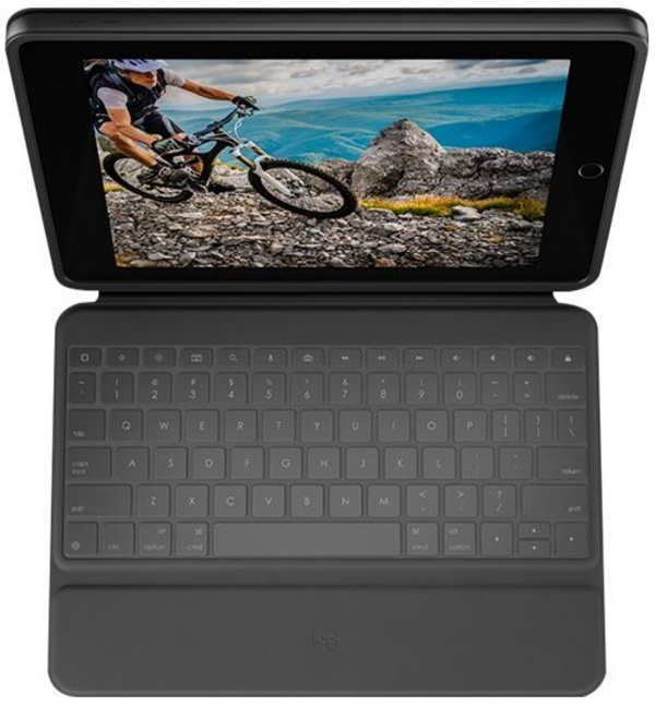 Mbrojtëse Logitech Rugged me tastierë për Apple iPad (gjenerata 7-të, 8-të), US, e zezë