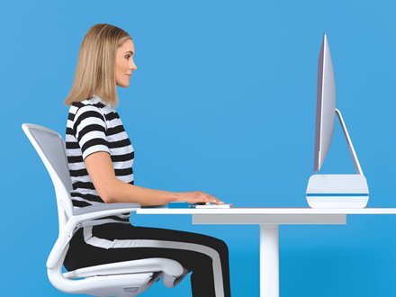 Stendë monitori Leitz WOW, deri 27", blu e bardhë