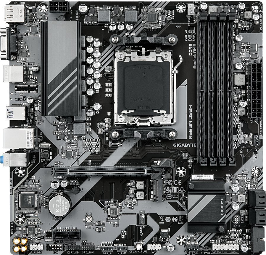 Pllakë amë Gigabyte A620M DS3H, DDR5, Sockel AM5, ATX