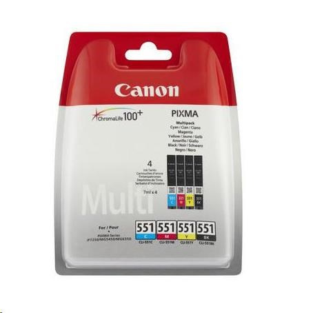 Мастило за печатач Canon CLI-551, 300 страници, жолта/виолетова/сина/црна