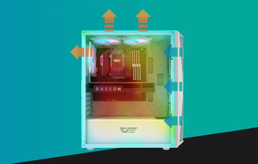 Kasë Darkflash DK352 Mesh ARGB, e bardhë, Midi Tower