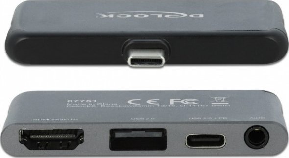 Docking station DeLOCK Mini 87751, USB C, HDMI 4K 60Hz, gri