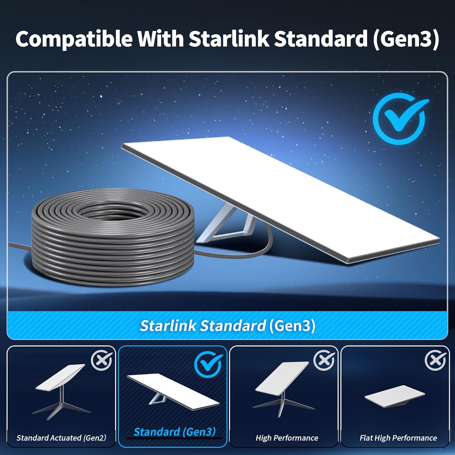 [OUTLET] Kabllo për Starlink Lucmo Gen 3 Standard Generation 3, 30m, i zi