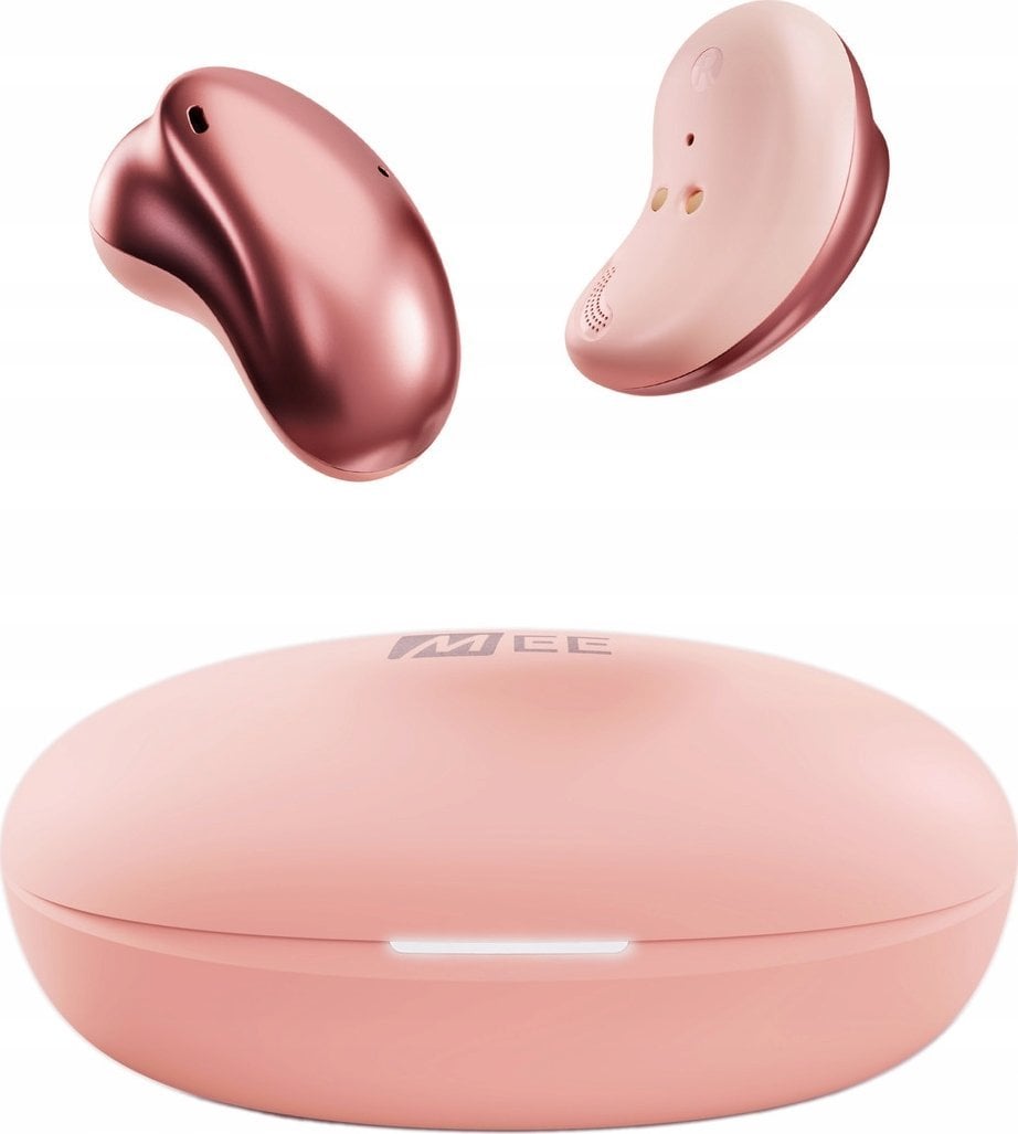 Kufje wireless Mee Audio Pebbles, profil i ulët, me prekje, rozë gold