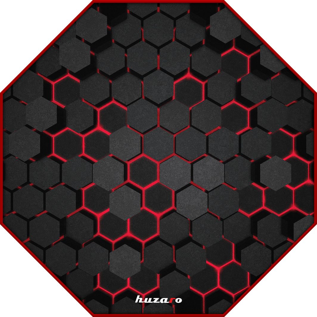 Тапет за гејминг столица Huzaro FloorMat 2.0, антилизгачки, осумаголна форма, црн со црвено