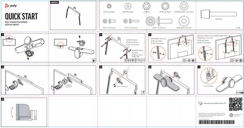 Mbajtës VESA HP Poly Studio E70, për mur, i zi