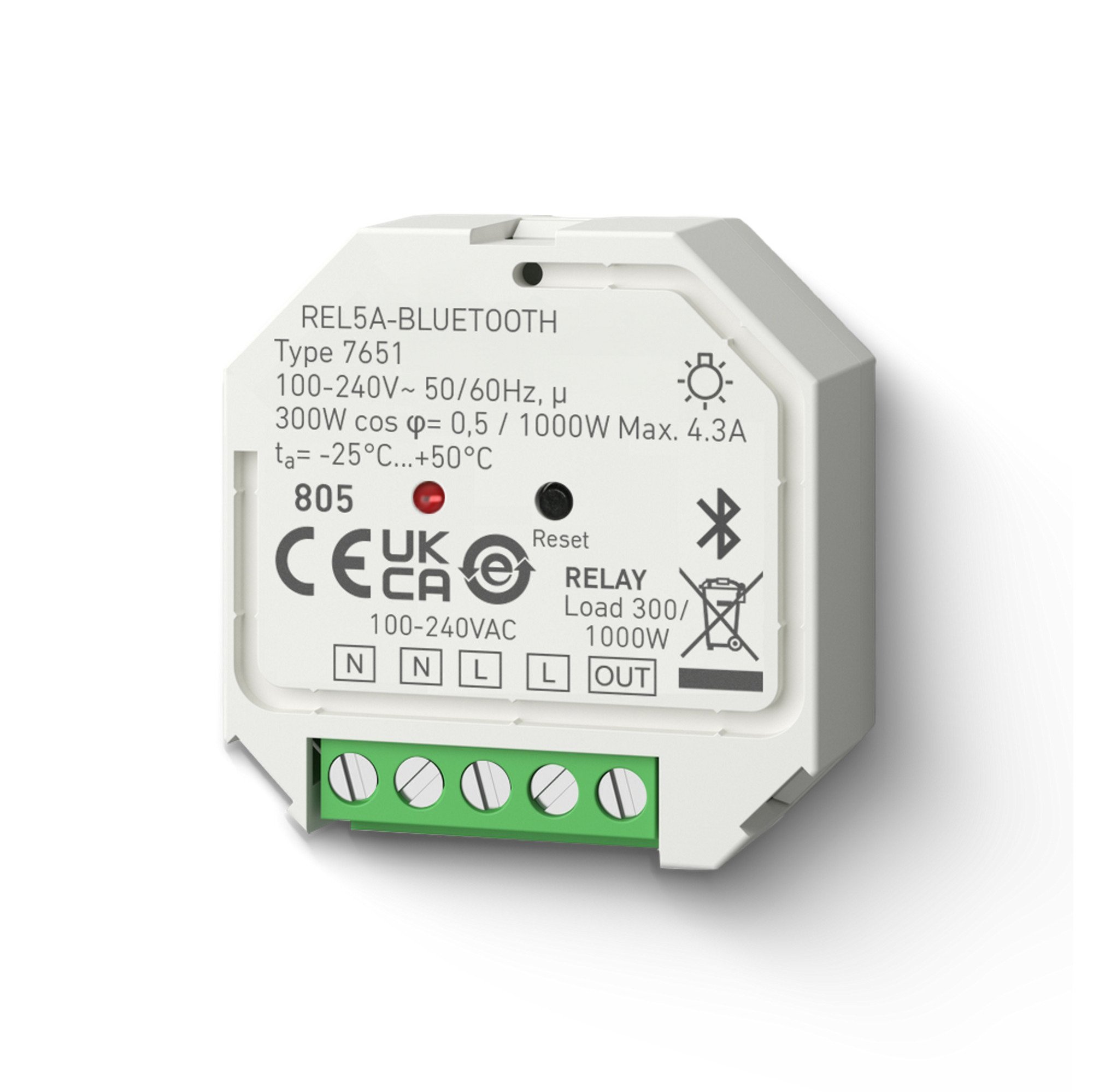 Интелигентно реле REL5A Bluetooth Mesh, модул за ѕид, 220-240V, бело