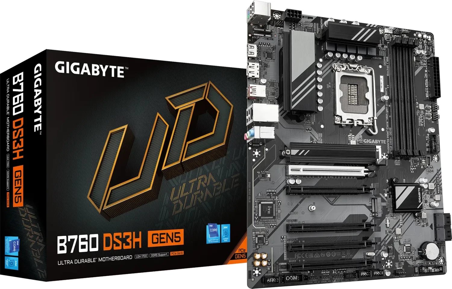Pllakë amë Gigabyte B760 DS3H GEN5, ATX, DDR5, PCIe 5.0