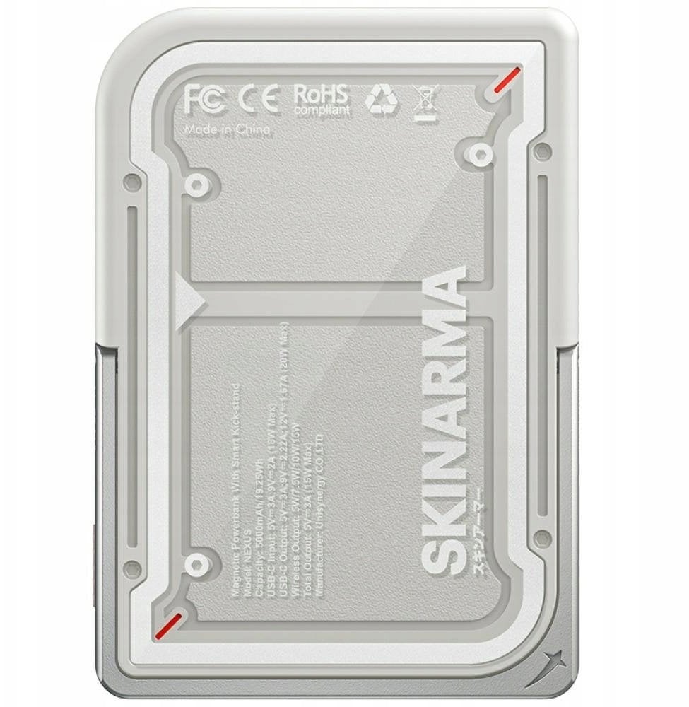 Power bank magnetik SKINARMA NEXUS MECHA, 5000 mAh, me qëndrim, gri e çelët