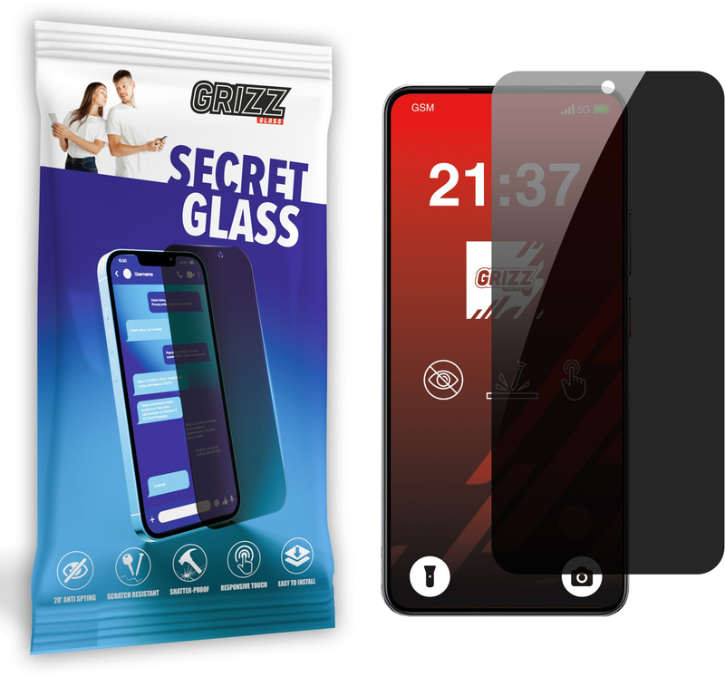 Xham privatësie Grizz SecretGlass për Realme Neo7x, mbrojtës ekrani, i zi