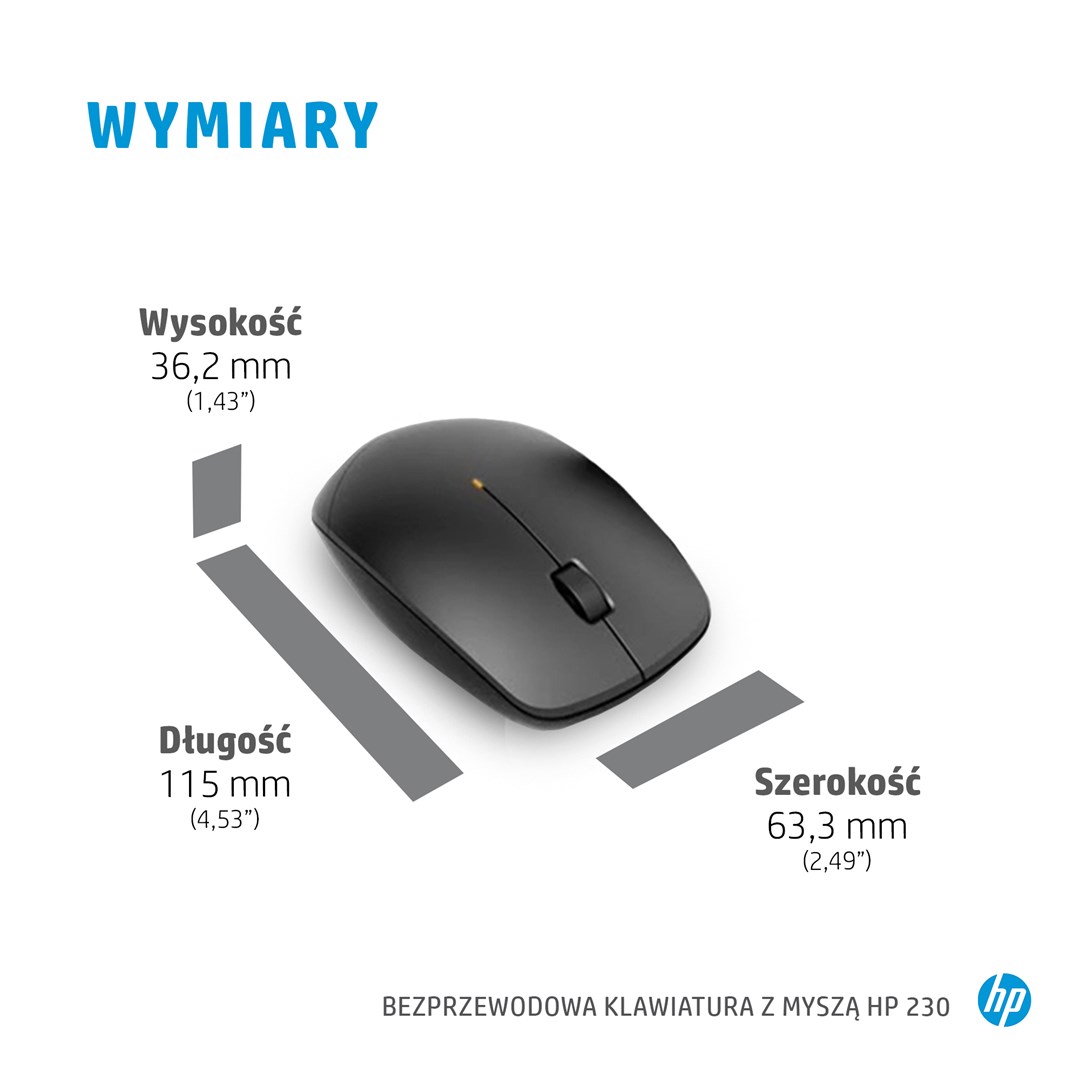 Set tastierë dhe maus HP 230 Wireless, 2.4GHz, i zi