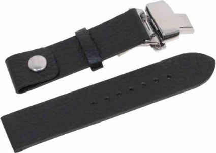 Rrip ore Zeppelin Leather Strap, lëkurë natyrale, 18mm, i zi