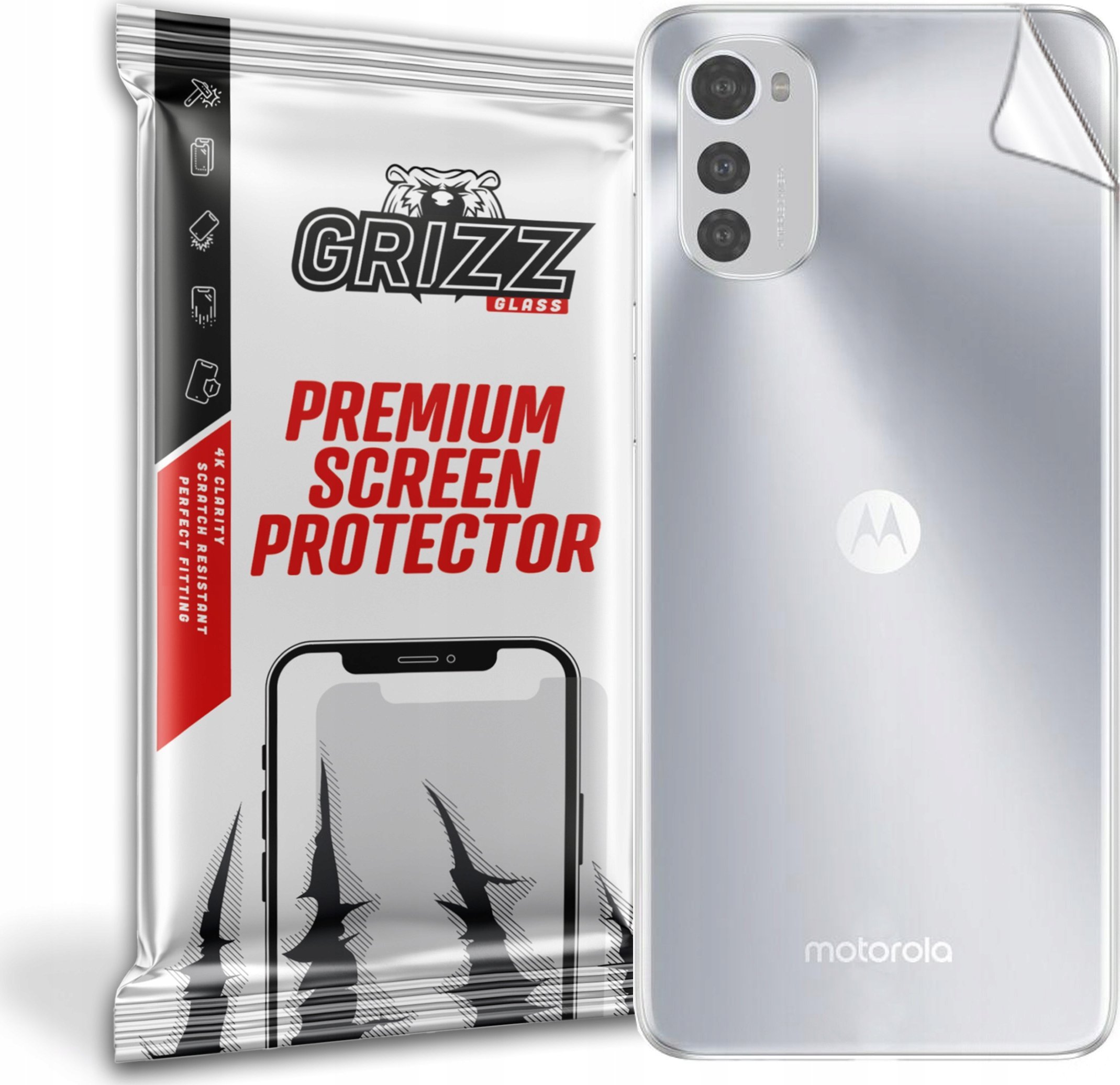 Folie mbrojtëse e pasme GrizzGlass për Motorola Moto E32s, fleksibile, përfundim saten, transparente