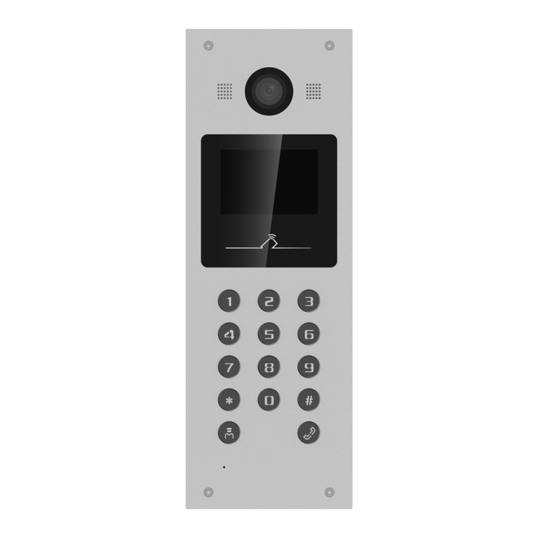 Video interfon i jashtëm Hikvision DS-KD3003-E6, ekran 3.5", kamerë 2MP HD, gri metalik