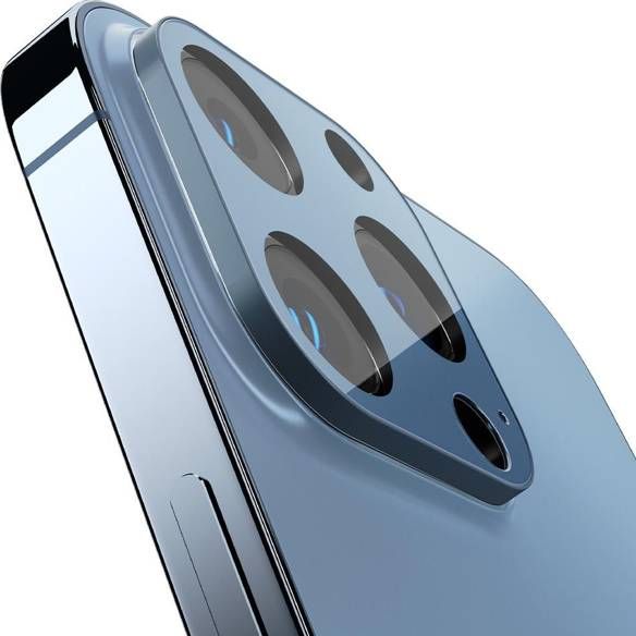 Mbrojtës lente Spigen Cameralens për iPhone 13 Pro 13 Pro Max, xham i fortifikuar, set 2 copë, blu
