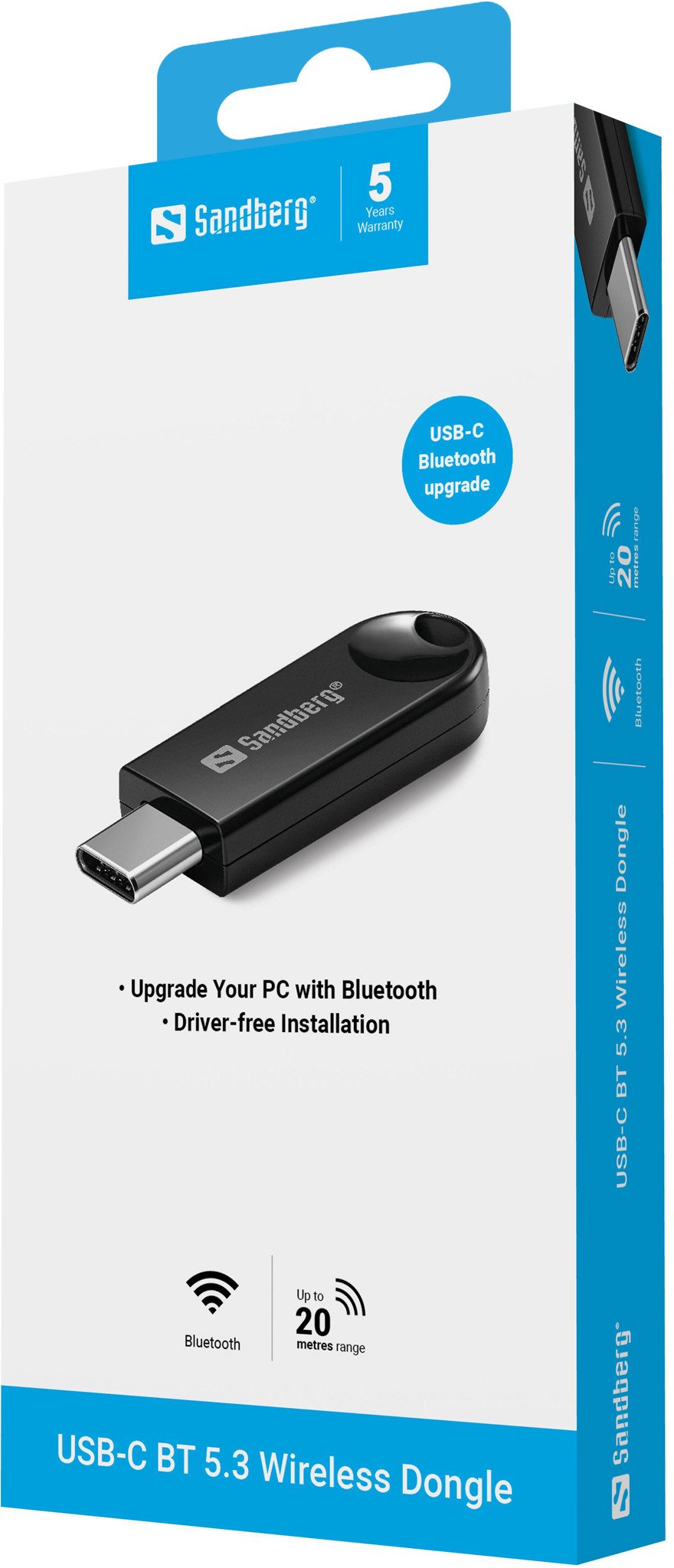 Adapter Bluetooth Sandberg USB C BT 5.3, wireless, i zi