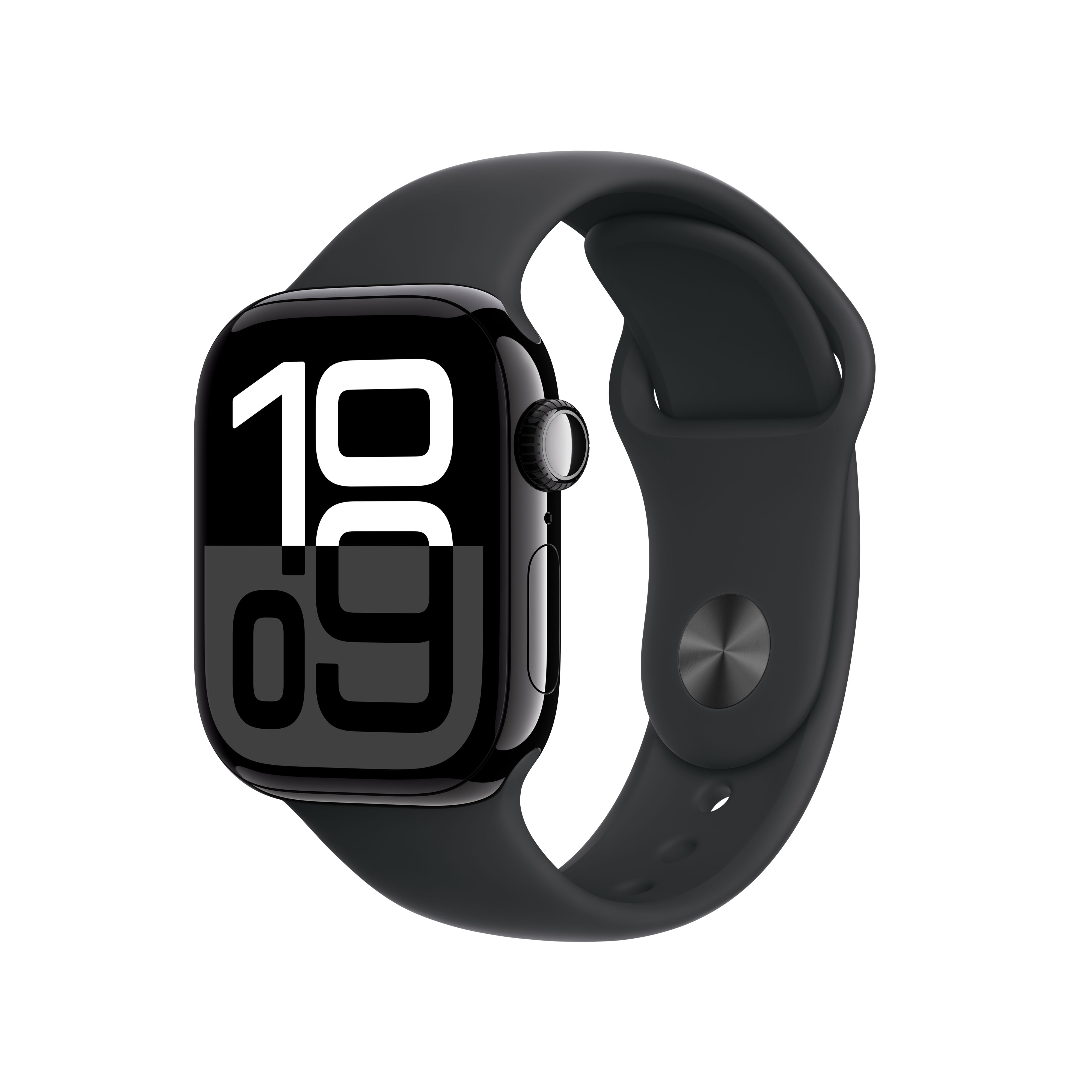 Apple Watch Series 10 GPS, 42mm, Jet Black Aluminum Case with Black Sport Band, S/M