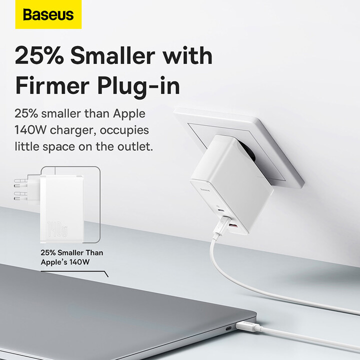Karikues Baseus GaN5 Pro, 2x USB-C, USB-A, 140W, i bardhë