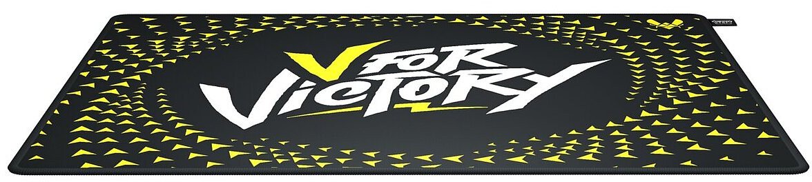 Mousepad gaming CHERRY XTRFY GP5 Vitality Black, madhësi e madhe, bazë gome kundër rrëshqitjes, dizajn i zi bardhë verdhë