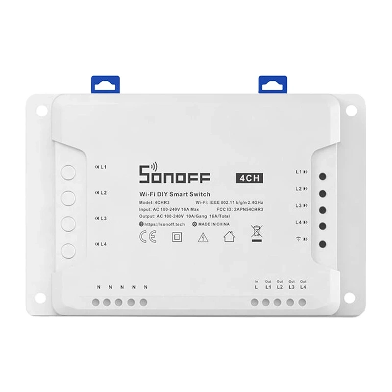 Rele smart Sonoff 4CH R3, 4 kanale, WiFi, e bardhë