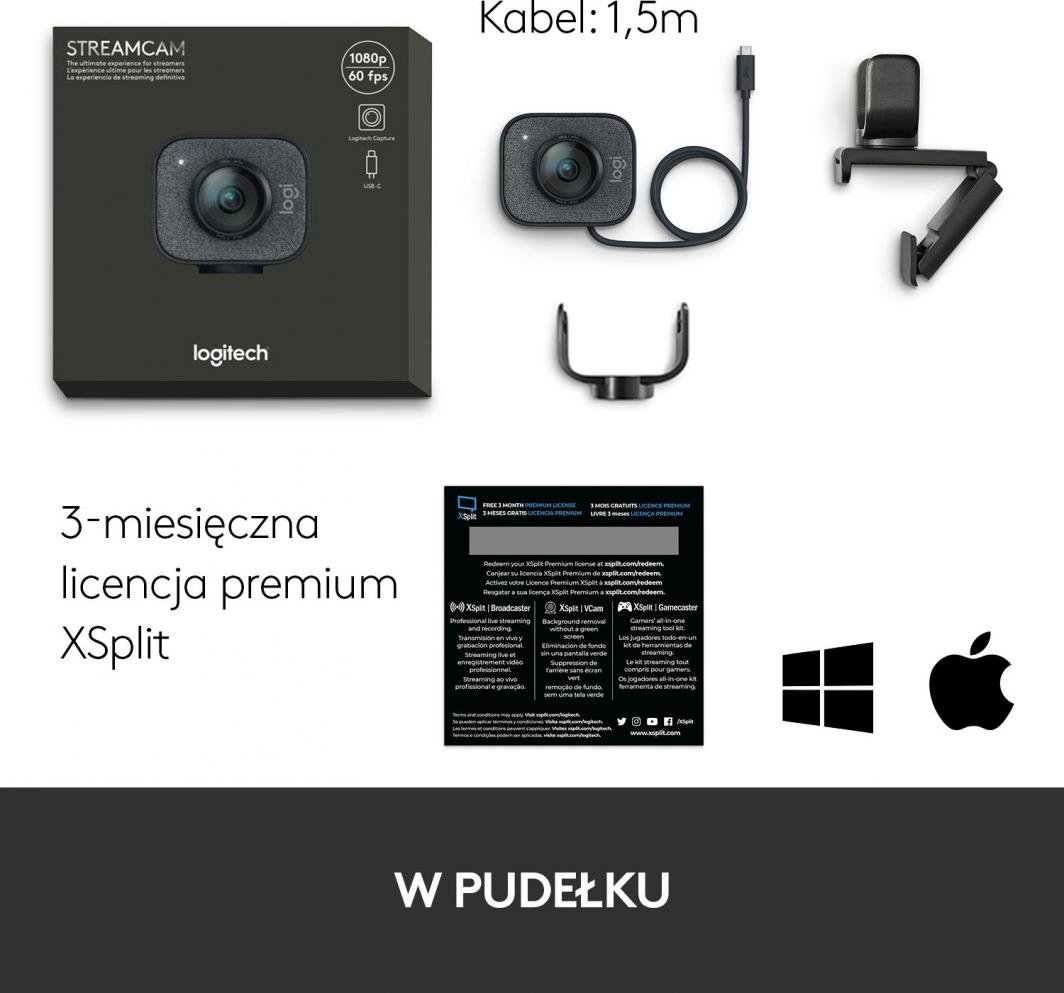 Kamerë LogiTech StreamCam(960-001281), 1920x1080 (FullHD), USB-C, Mikrofon, e zezë