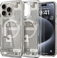 Kuti mbrojtëse Spigen Ultra Hybrid MagSafe Zero One për iPhone 16 Pro Max, transparente, Natural Titanium
