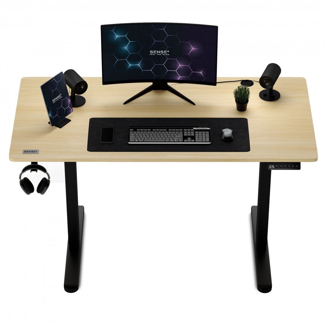 Tavolinë elektrike SENSE7 Nojo, 120cm x 60cm, e zezë/ druri e hapur