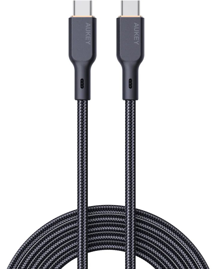 Kabllo Aukey, USB C / USB C, 1.8 m, e zezë