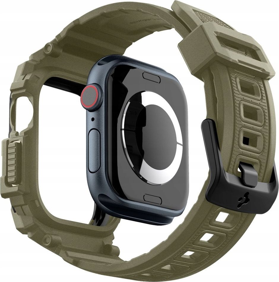Futera dore Spigen Rugged Armor Pro për Apple Watch 10 46mm, silikoni, Vintage Khaki