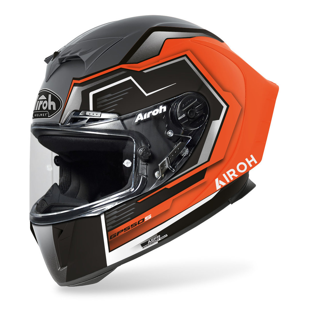 Kaskë full face Airoh GP550 S Rush, madhësia XL, portokalli fluo mat