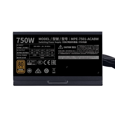 Burim energjie Cooler Master MWE 750 Bronze 230V V2, 24-pin ATX, 750 W