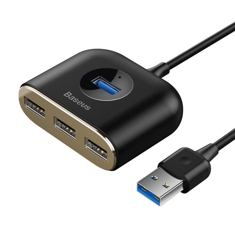 USB Hub Baseus, 1m, 1xUSB 3.0 + 3xUSB 2.0, 5Gbps, e zezë