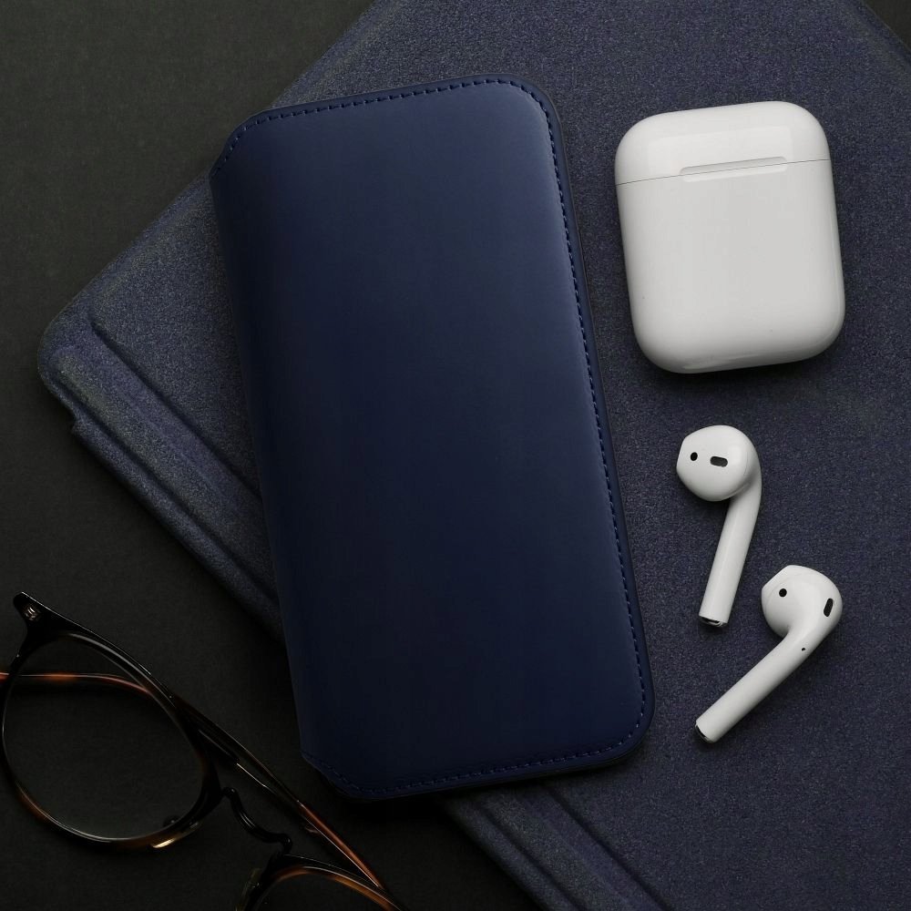 Këllëf telefoni Dual Pocket për Xiaomi 13T Pro, tip libër, me xhepa karte, blu navy